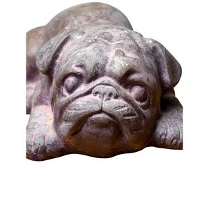 Vintage Style Sleepy Pug Dog Figurine Purple Finish‎ Made Thailand